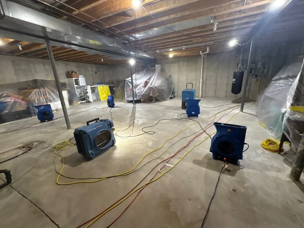 Water damage restoration crew working in Willow Spring, NC