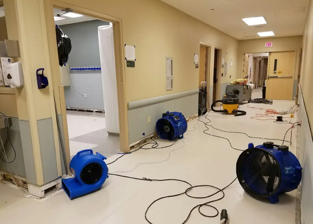 Water damage restoration crew working in Carpenter, NC