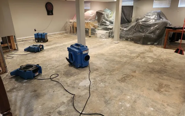 Restoration equipment on a West Raleigh water main break job
